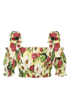 Женская хлопковый топ DOLCE & GABBANA желтого цвета по цене 39150 руб., арт. F74F4T/HS5GE | Фото 1 Женская хлопковый топ DOLCE & GABBANA желтого цвета, арт. F74F4T/HS5GE | Фото 1