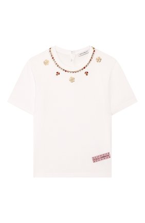 Детская хлопковая футболка DOLCE & GABBANA белого цвета по цене 21250 руб., арт. L5JTFB/G7WCW/2-6 | Фото 1 Детская хлопковая футболка DOLCE & GABBANA белого цвета, арт. L5JTFB/G7WCW/2-6 | Фото 1