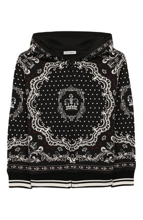 Детский хлопковая толстовка DOLCE & GABBANA черно-белого цвета по цене 17650 руб., арт. L4JW3E/G7VEU/2-6 | Фото 1 Детский хлопковая толстовка DOLCE & GABBANA черно-белого цвета, арт. L4JW3E/G7VEU/2-6 | Фото 1