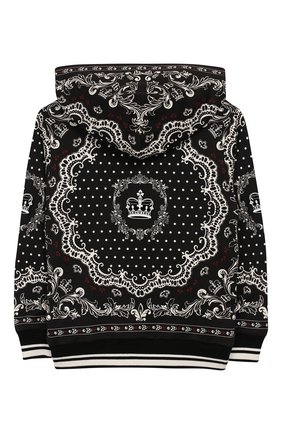 Детский хлопковая толстовка DOLCE & GABBANA черно-белого цвета по цене 17650 руб., арт. L4JW3E/G7VEU/2-6 | Фото 2 Детский хлопковая толстовка DOLCE & GABBANA черно-белого цвета, арт. L4JW3E/G7VEU/2-6 | Фото 2