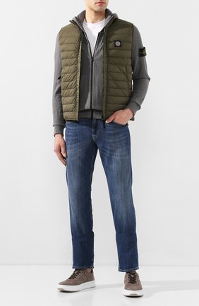 Мужской пуховый жилет STONE ISLAND хаки цвета по цене 25450 руб., арт. 7215G0125 | Фото 2 Мужской пуховый жилет STONE ISLAND хаки цвета, арт. 7215G0125 | Фото 2