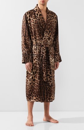 Мужской шелковый халат DOLCE & GABBANA коричневого цвета по цене 260500 руб., арт. G0936T/IS1B7 | Фото 2 Мужской шелковый халат DOLCE & GABBANA коричневого цвета, арт. G0936T/IS1B7 | Фото 2
