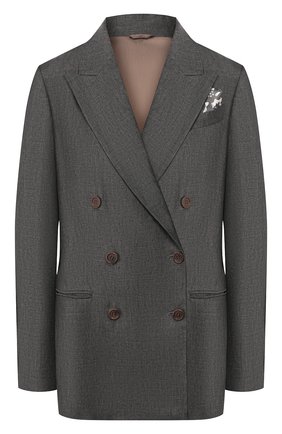 Женский льняной жакет BRUNELLO CUCINELLI темно-серого цвета по цене 198000 руб., арт. MW4308926 | Фото 1 Женский льняной жакет BRUNELLO CUCINELLI темно-серого цвета, арт. MW4308926 | Фото 1