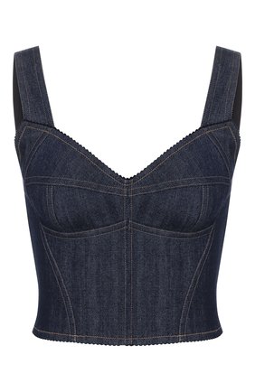 Женская джинсовый топ DOLCE & GABBANA темно-синего цвета по цене 56750 руб., арт. F7W98D/G899T | Фото 1 Женская джинсовый топ DOLCE & GABBANA темно-синего цвета, арт. F7W98D/G899T | Фото 1