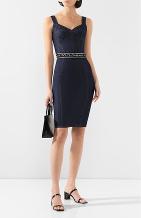 Женская джинсовый топ DOLCE & GABBANA темно-синего цвета по цене 56750 руб., арт. F7W98D/G899T | Фото 2 Женская джинсовый топ DOLCE & GABBANA темно-синего цвета, арт. F7W98D/G899T | Фото 2