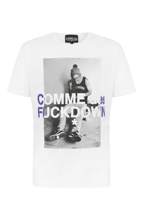 Мужская хлопковая футболка COMME DES FUCKDOWN белого цвета по цене 4995 руб., арт. CDFU736P | Фото 1 Мужская хлопковая футболка COMME DES FUCKDOWN белого цвета, арт. CDFU736P | Фото 1