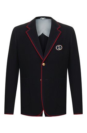 Мужской пиджак из смеси шерсти и хлопка GUCCI синего цвета по цене 164000 руб., арт. 590578/ZAC3R | Фото 1 Мужской пиджак из смеси шерсти и хлопка GUCCI синего цвета, арт. 590578/ZAC3R | Фото 1