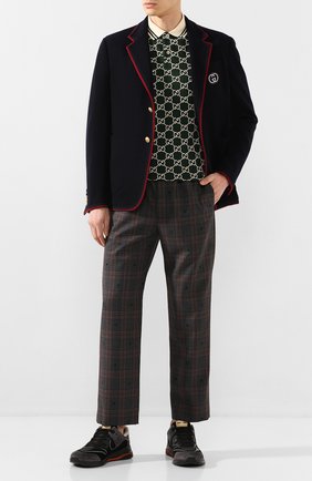 Мужской пиджак из смеси шерсти и хлопка GUCCI синего цвета по цене 164000 руб., арт. 590578/ZAC3R | Фото 2 Мужской пиджак из смеси шерсти и хлопка GUCCI синего цвета, арт. 590578/ZAC3R | Фото 2