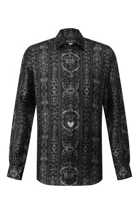 Мужская шелковая рубашка DOLCE & GABBANA темно-серого цвета по цене 79100 руб., арт. G5GZ1T/HS18W | Фото 1 Мужская шелковая рубашка DOLCE & GABBANA темно-серого цвета, арт. G5GZ1T/HS18W | Фото 1