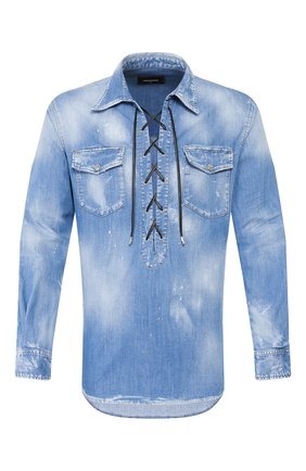 Мужская джинсовая рубашка DSQUARED2 синего цвета по цене 46950 руб., арт. S71DM0366/S30341 | Фото 1 Мужская джинсовая рубашка DSQUARED2 синего цвета, арт. S71DM0366/S30341 | Фото 1