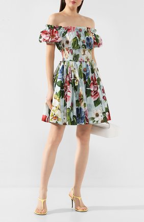Женское хлопковое платье DOLCE & GABBANA голубого цвета по цене 162500 руб., арт. F6H5QT/HS5GB | Фото 2 Женское хлопковое платье DOLCE & GABBANA голубого цвета, арт. F6H5QT/HS5GB | Фото 2