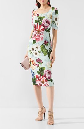 Женское платье из вискозы DOLCE & GABBANA голубого цвета по цене 136500 руб., арт. F6H4PT/FSRMJ | Фото 2 Женское платье из вискозы DOLCE & GABBANA голубого цвета, арт. F6H4PT/FSRMJ | Фото 2