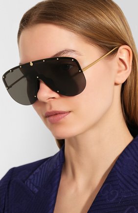 Женские солнцезащитные очки GUCCI черного цвета по цене 38500 руб., арт. 610414/I3330 | Фото 2 Женские солнцезащитные очки GUCCI черного цвета, арт. 610414/I3330 | Фото 2