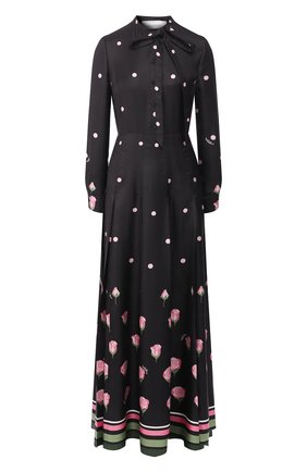 Женское шелковое платье VALENTINO черного цвета по цене 423500 руб., арт. TB3VDA7056D | Фото 1 Женское шелковое платье VALENTINO черного цвета, арт. TB3VDA7056D | Фото 1 (Материал внешний: Шелк; Рукава: Длинные; Случай: Повседневный; Длина Ж (юбки, платья, шорты): Макси; Статус проверки: Проверена категория)