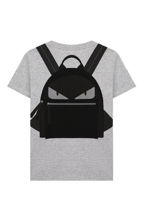 Детская хлопковая футболка FENDI серого цвета по цене 23000 руб., арт. JUI009/7AJ/3A-6A | Фото 2 Детская хлопковая футболка FENDI серого цвета, арт. JUI009/7AJ/3A-6A | Фото 2