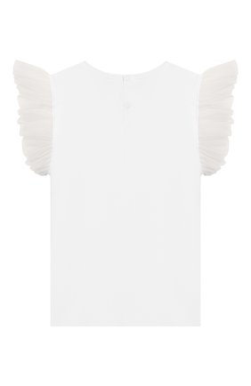 Детская хлопковая футболка IL GUFO белого цвета, арт. P20TS236M0014/5A-8A | Фото 2 (Рукава: Короткие; Материал внешний: Хлопок; Девочки Кросс-КТ: футболка-одежда; Ростовка одежда: 4 года | 104 см, 5 лет | 110 см, 7 лет | 122 см)