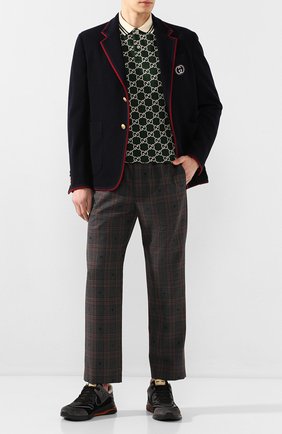 Мужской шерстяные брюки GUCCI серого цвета по цене 78950 руб., арт. 598637/ZAC6Q | Фото 2 Мужской шерстяные брюки GUCCI серого цвета, арт. 598637/ZAC6Q | Фото 2