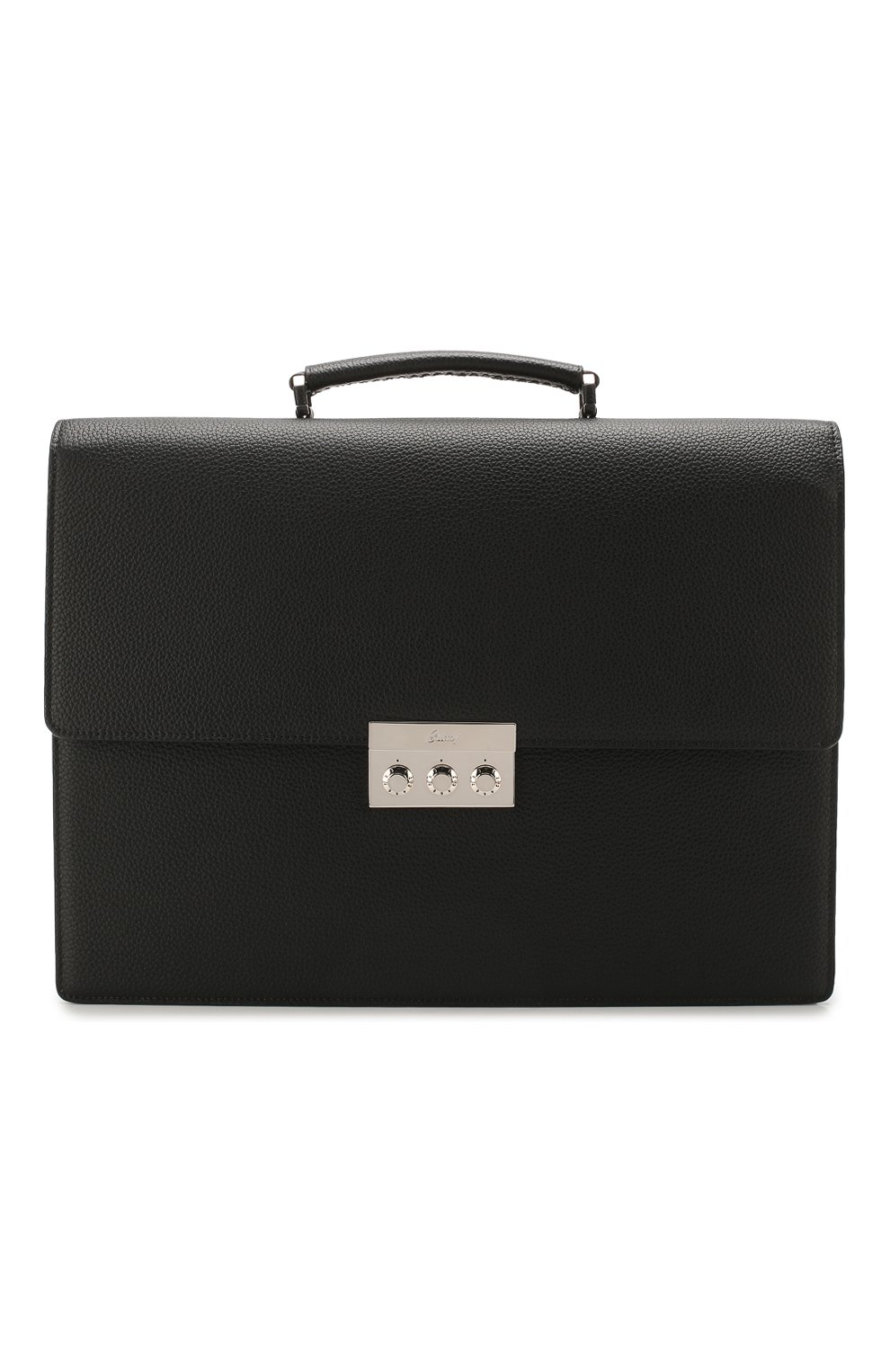 Мужской кожаный портфель BRIONI черного цвета, арт. 0IUF0L/04702 | Фото 1 (Материал: Натуральная кожа; Размер: large)