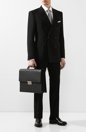 Мужской кожаный портфель BRIONI черного цвета, арт. 0IUF0L/04702 | Фото 2 (Материал: Натуральная кожа; Размер: large)