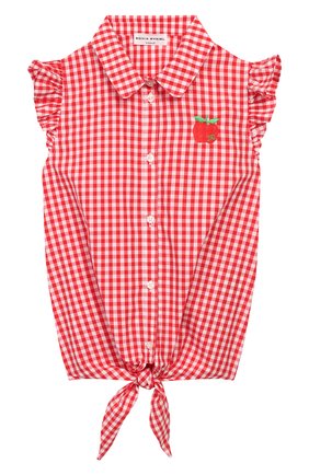 Детское хлопковая блузка SONIA RYKIEL ENFANT красного цвета, арт. 20S1SH07 | Фото 1 (Рукава: Короткие; Материал внешний: Хлопок; Ростовка одежда: 12 лет | 152 см, 13 - 15 лет | 158 см, 2 года | 92 см)