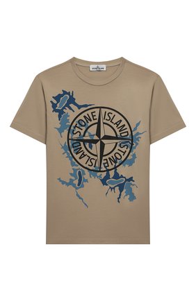 Детская хлопковая футболка STONE ISLAND бежевого цвета по цене 5940 руб., арт. 721621056/14 | Фото 1 Детская хлопковая футболка STONE ISLAND бежевого цвета, арт. 721621056/14 | Фото 1