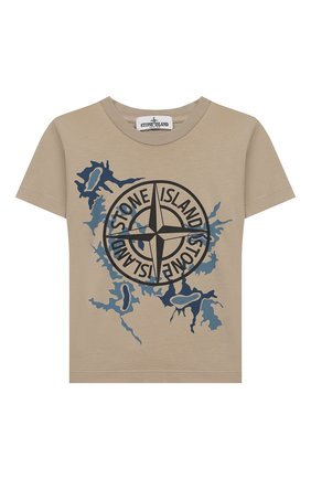 Детская хлопковая футболка STONE ISLAND бежевого цвета по цене 4860 руб., арт. 721621056/4 | Фото 1 Детская хлопковая футболка STONE ISLAND бежевого цвета, арт. 721621056/4 | Фото 1