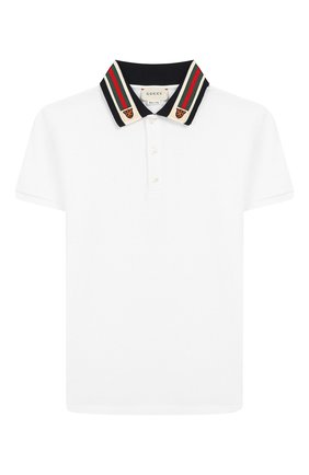 Детское хлопковое поло GUCCI белого цвета по цене 14100 руб., арт. 564298/XJBEP | Фото 1 Детское хлопковое поло GUCCI белого цвета, арт. 564298/XJBEP | Фото 1