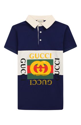 Детское хлопковое поло GUCCI синего цвета по цене 18300 руб., арт. 540634/XJAAM | Фото 1 Детское хлопковое поло GUCCI синего цвета, арт. 540634/XJAAM | Фото 1