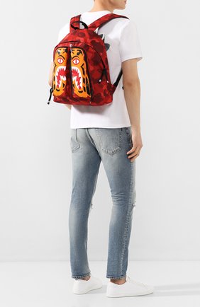 Мужской текстильный рюкзак BAPE красного цвета по цене 17650 руб., арт. 1G30182053 | Фото 2 Мужской текстильный рюкзак BAPE красного цвета, арт. 1G30182053 | Фото 2