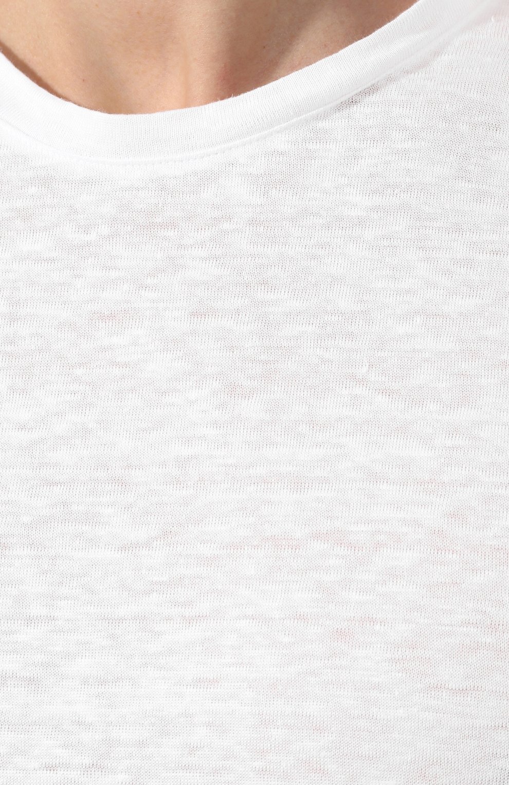 Мужская льняная футболка ERMENEGILDO ZEGNA белого цвета, арт. UU564/706 | Фото 5 (Принт: Без принта; Рукава: Короткие; Длина (для топов): Стандартные; Мужское Кросс-КТ: Футболка-одежда; Материал внешний: Лен; Стили: Кэжуэл)