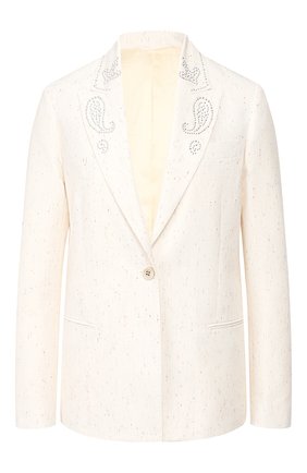 Женский жакет GOLDEN GOOSE DELUXE BRAND белого цвета по цене 71700 руб., арт. G36WP063.A1 | Фото 1 Женский жакет GOLDEN GOOSE DELUXE BRAND белого цвета, арт. G36WP063.A1 | Фото 1