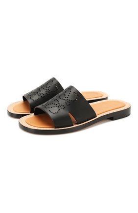 Женские кожаные шлепанцы LOEWE черного цвета по цене 38450 руб., арт. 453.10.860 | Фото 1 Женские кожаные шлепанцы LOEWE черного цвета, арт. 453.10.860 | Фото 1