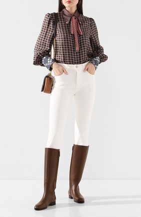 Женские кожаные сапоги GUCCI коричневого цвета по цене 103500 руб., арт. 598170/A3N00 | Фото 2 Женские кожаные сапоги GUCCI коричневого цвета, арт. 598170/A3N00 | Фото 2