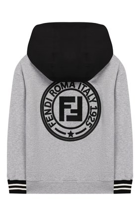 Детский хлопковое худи FENDI серого цвета по цене 28950 руб., арт. JMH118/5V0/8A-12+ | Фото 2 Детский хлопковое худи FENDI серого цвета, арт. JMH118/5V0/8A-12+ | Фото 2