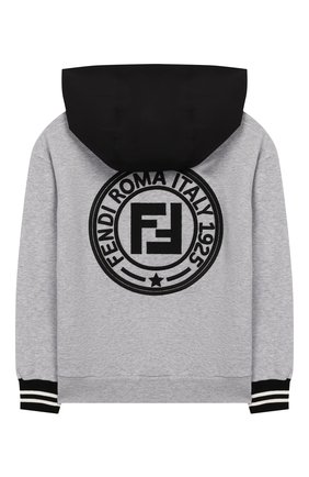 Детский хлопковое худи FENDI серого цвета по цене 24500 руб., арт. JMH118/5V0/3A-6A | Фото 2 Детский хлопковое худи FENDI серого цвета, арт. JMH118/5V0/3A-6A | Фото 2
