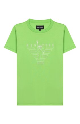 Детская хлопковая футболка EMPORIO ARMANI зеленого цвета по цене 4990 руб., арт. 3H4T11/4J09Z | Фото 1 Детская хлопковая футболка EMPORIO ARMANI зеленого цвета, арт. 3H4T11/4J09Z | Фото 1