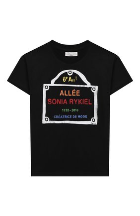 Детская хлопковая футболка SONIA RYKIEL ENFANT черного цвета по цене 8425 руб., арт. 20S1TS09 | Фото 1 Детская хлопковая футболка SONIA RYKIEL ENFANT черного цвета, арт. 20S1TS09 | Фото 1