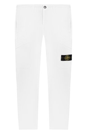 Детские хлопковые брюки STONE ISLAND белого цвета по цене 11350 руб., арт. 721630311/6-8 | Фото 1 Детские хлопковые брюки STONE ISLAND белого цвета, арт. 721630311/6-8 | Фото 1