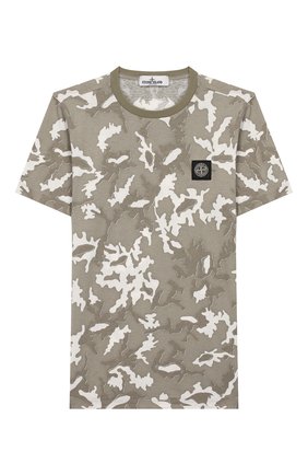 Детская хлопковая футболка STONE ISLAND хаки цвета по цене 5995 руб., арт. 721621650/10-12 | Фото 1 Детская хлопковая футболка STONE ISLAND хаки цвета, арт. 721621650/10-12 | Фото 1