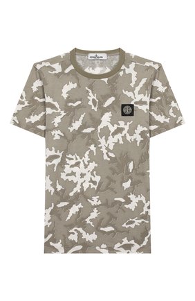 Детская хлопковая футболка STONE ISLAND хаки цвета по цене 5760 руб., арт. 721621650/6-8 | Фото 1 Детская хлопковая футболка STONE ISLAND хаки цвета, арт. 721621650/6-8 | Фото 1