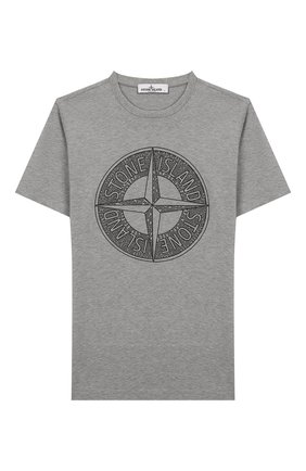 Детская хлопковая футболка STONE ISLAND серого цвета по цене 4995 руб., арт. 721621059/6-8 | Фото 1 Детская хлопковая футболка STONE ISLAND серого цвета, арт. 721621059/6-8 | Фото 1