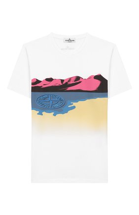 Детская хлопковая футболка STONE ISLAND белого цвета по цене 5400 руб., арт. 721621055/10-12 | Фото 1 Детская хлопковая футболка STONE ISLAND белого цвета, арт. 721621055/10-12 | Фото 1