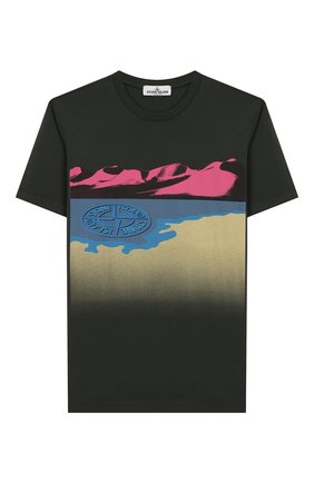 Детская хлопковая футболка STONE ISLAND темно-зеленого цвета по цене 5400 руб., арт. 721621055/10-12 | Фото 1 Детская хлопковая футболка STONE ISLAND темно-зеленого цвета, арт. 721621055/10-12 | Фото 1
