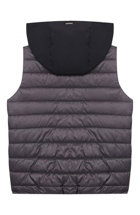 Детский жилет с капюшоном HERNO серого цвета по цене 19950 руб., арт. GI0036B/12020/10A-14A | Фото 2 Детский жилет с капюшоном HERNO серого цвета, арт. GI0036B/12020/10A-14A | Фото 2