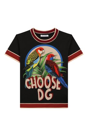 Детская хлопковая футболка DOLCE & GABBANA черного цвета по цене 10450 руб., арт. L4JTBL/G7WG0/2-6 | Фото 1 Детская хлопковая футболка DOLCE & GABBANA черного цвета, арт. L4JTBL/G7WG0/2-6 | Фото 1
