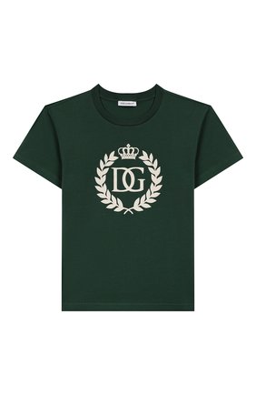 Детская хлопковая футболка DOLCE & GABBANA зеленого цвета по цене 8995 руб., арт. L4JTBL/G7W0K/2-6 | Фото 1 Детская хлопковая футболка DOLCE & GABBANA зеленого цвета, арт. L4JTBL/G7W0K/2-6 | Фото 1