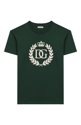 Детская хлопковая футболка DOLCE & GABBANA зеленого цвета по цене 9720 руб., арт. L4JTBL/G7W0K/8-14 | Фото 1 Детская хлопковая футболка DOLCE & GABBANA зеленого цвета, арт. L4JTBL/G7W0K/8-14 | Фото 1