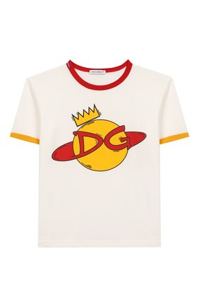 Детская хлопковая футболка DOLCE & GABBANA белого цвета по цене 9720 руб., арт. L4JTBD/G7V00/2-6 | Фото 1 Детская хлопковая футболка DOLCE & GABBANA белого цвета, арт. L4JTBD/G7V00/2-6 | Фото 1