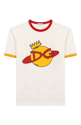 Детская хлопковая футболка DOLCE & GABBANA белого цвета по цене 12550 руб., арт. L4JTBD/G7V00/8-14 | Фото 1 Детская хлопковая футболка DOLCE & GABBANA белого цвета, арт. L4JTBD/G7V00/8-14 | Фото 1