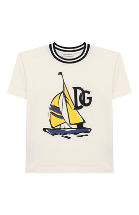 Детская хлопковая футболка DOLCE & GABBANA белого цвета по цене 9720 руб., арт. L4JT9A/G7VTA/2-6 | Фото 1 Детская хлопковая футболка DOLCE & GABBANA белого цвета, арт. L4JT9A/G7VTA/2-6 | Фото 1